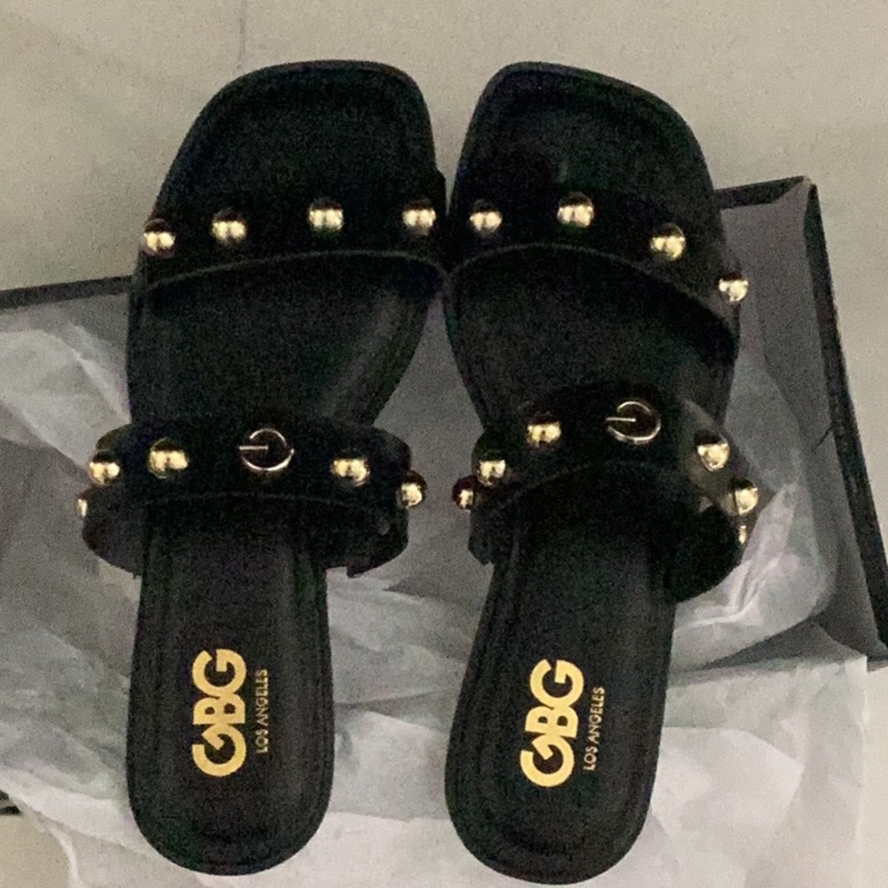 New GBG Black Sandals New in Box